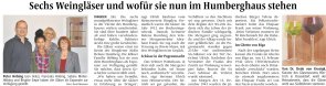 Sechs Weingläser für das Humberghaus