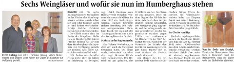 Sechs Weingläser für das Humberghaus